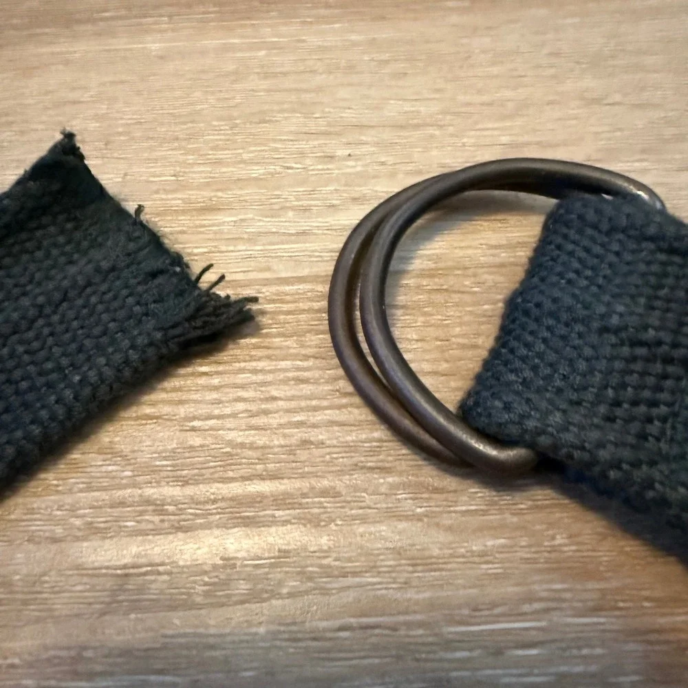 Cape Juby Mens Woven Web Belt D-Ring Buckle Charcoal Black 29 Utility Streetwear